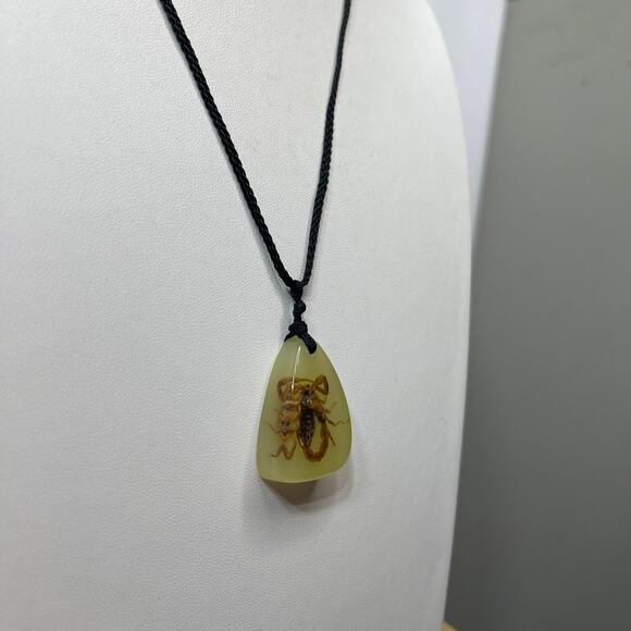 Insect pendant necklace on black cord gothic unusual jewelry costume - Picture 3 of 14